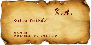 Kello Anikó névjegykártya